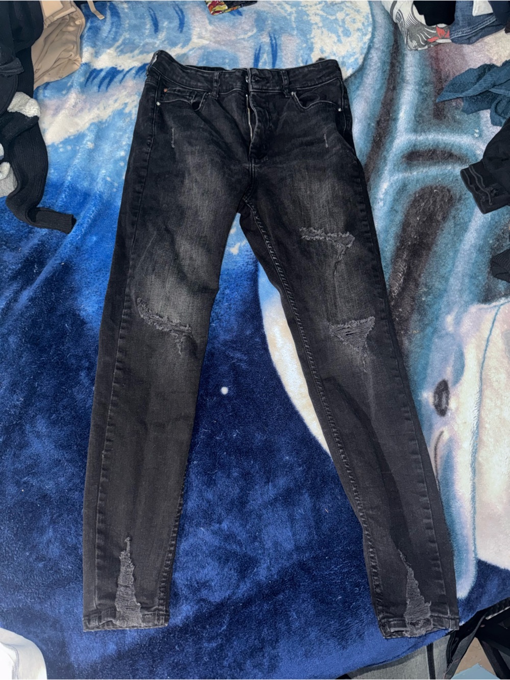 Denim&Co Black Distressed Skinny Jeans
